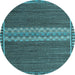 Round Machine Washable Abstract Light Blue Modern Rug, wshabs4455lblu