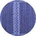 Round Abstract Blue Modern Rug, abs4455blu