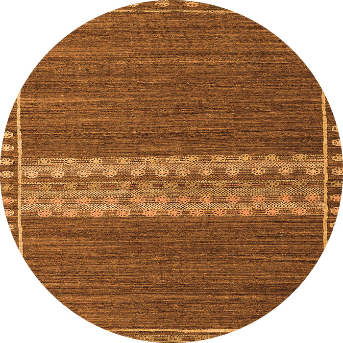 Round Machine Washable Abstract Orange Modern Area Rugs, wshabs4455org