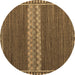 Round Abstract Brown Modern Rug, abs4455brn