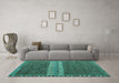 Machine Washable Abstract Turquoise Modern Area Rugs in a Living Room,, wshabs4455turq