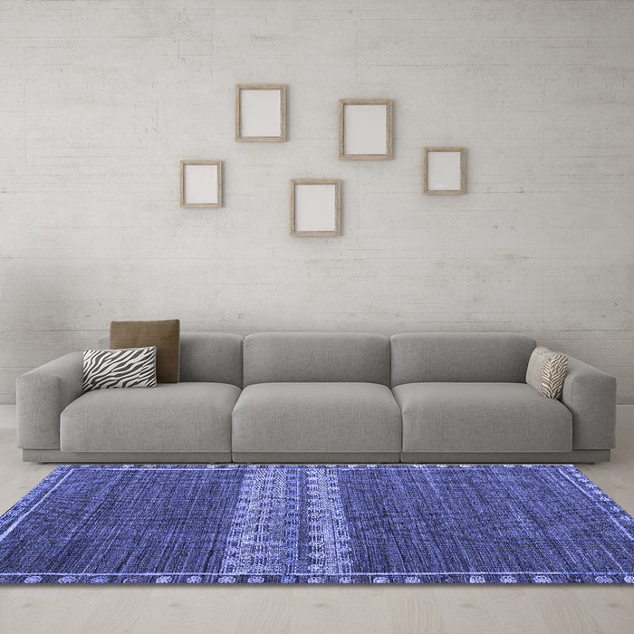 Machine Washable Abstract Blue Modern Rug in a Living Room, wshabs4455blu