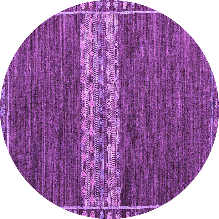 Round Machine Washable Abstract Purple Modern Area Rugs, wshabs4455pur