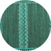 Round Abstract Turquoise Modern Rug, abs4455turq