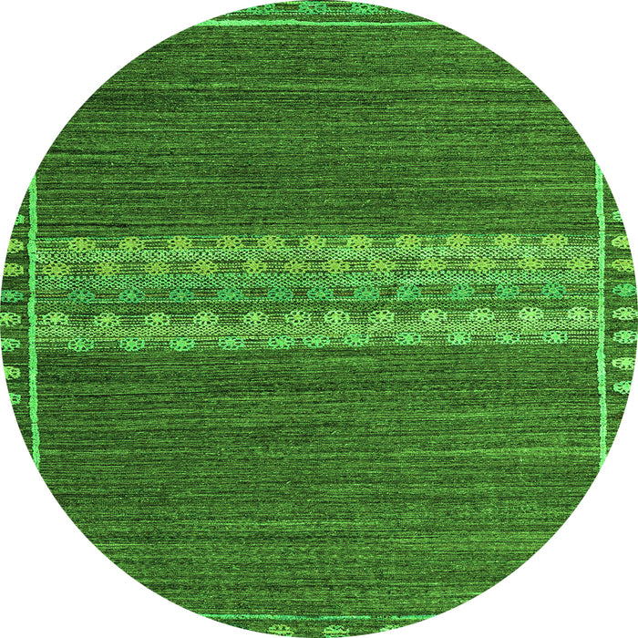 Round Machine Washable Abstract Green Modern Area Rugs, wshabs4455grn