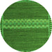 Round Machine Washable Abstract Green Modern Area Rugs, wshabs4455grn