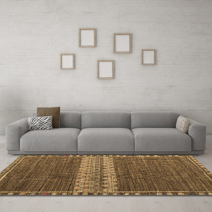 Machine Washable Abstract Brown Modern Rug in a Living Room,, wshabs4455brn