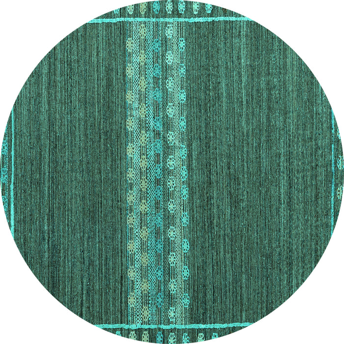 Round Machine Washable Abstract Turquoise Modern Area Rugs, wshabs4455turq