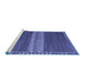 Sideview of Machine Washable Abstract Blue Modern Rug, wshabs4455blu