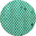 Round Solid Turquoise Modern Rug, abs4456turq