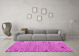 Machine Washable Solid Pink Modern Rug in a Living Room, wshabs4456pnk
