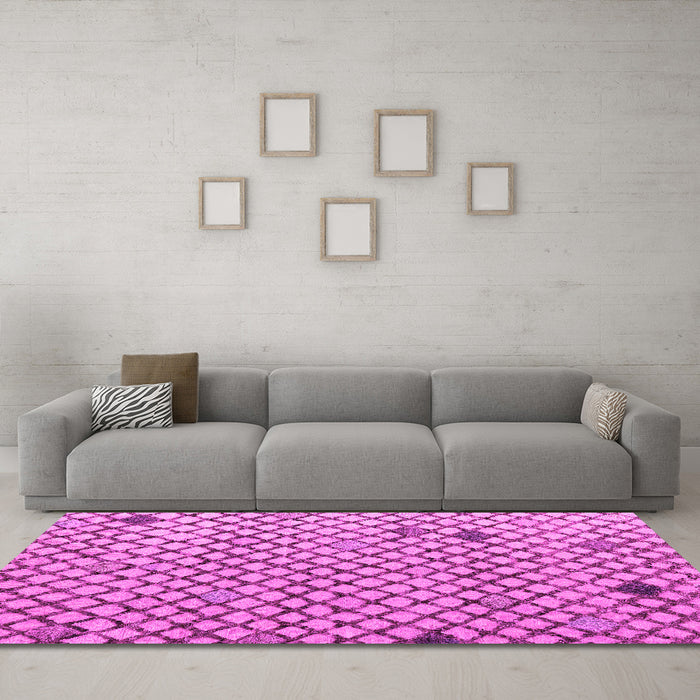 Machine Washable Solid Pink Modern Rug in a Living Room, wshabs4456pnk