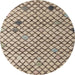 Round Abstract Brown Solid Rug, abs4456