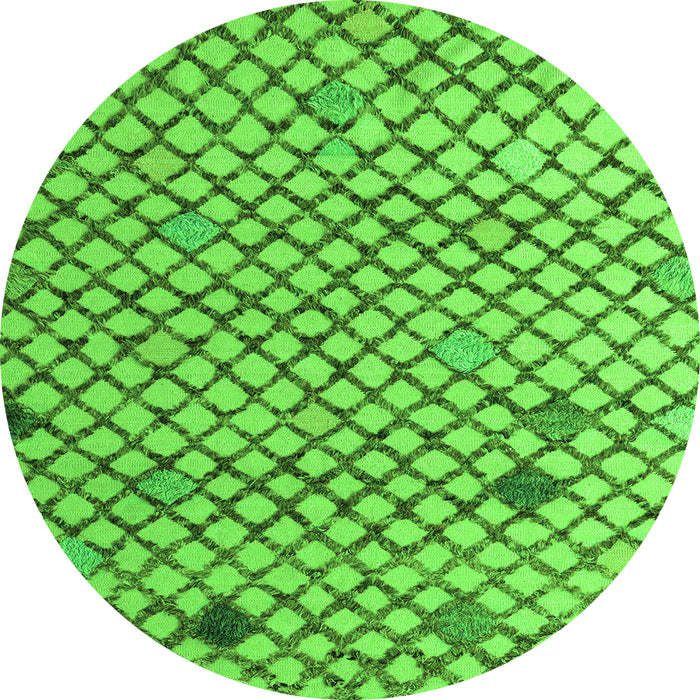 Round Machine Washable Solid Green Modern Area Rugs, wshabs4456grn