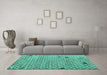 Machine Washable Solid Turquoise Modern Area Rugs in a Living Room,, wshabs4456turq