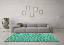 Machine Washable Solid Turquoise Modern Area Rugs in a Living Room,, wshabs4456turq