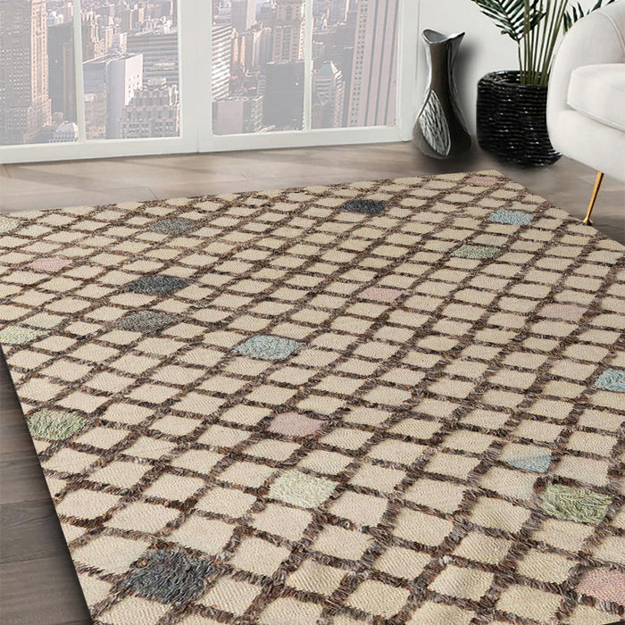 Abstract Brown Solid Rug in Family Room, abs4456