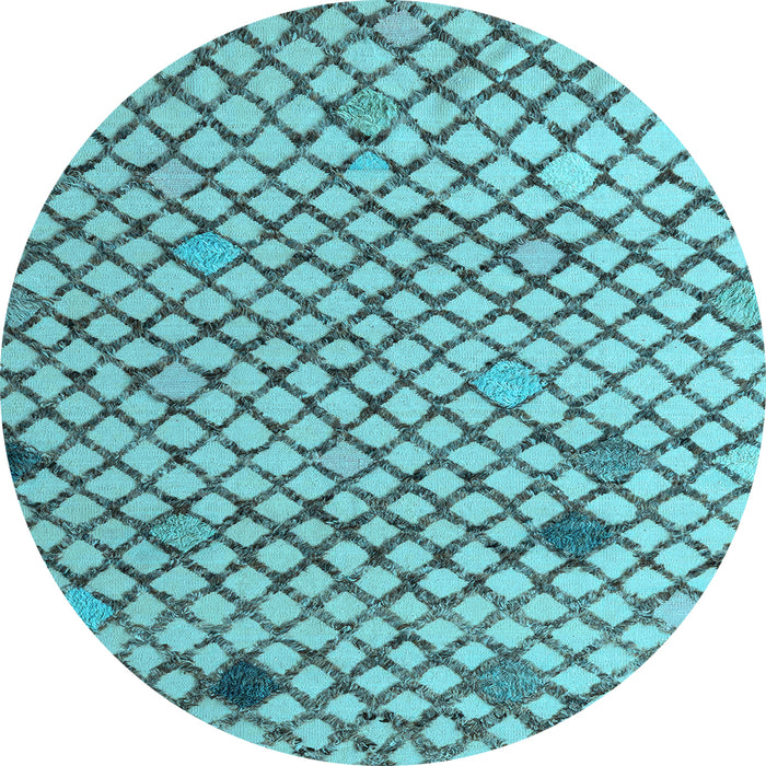 Round Machine Washable Solid Light Blue Modern Rug, wshabs4456lblu