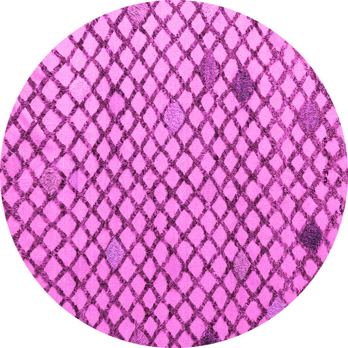 Round Machine Washable Solid Pink Modern Rug, wshabs4456pnk