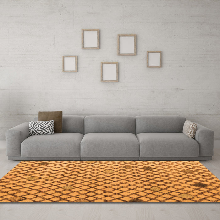 Machine Washable Solid Orange Modern Area Rugs in a Living Room, wshabs4456org