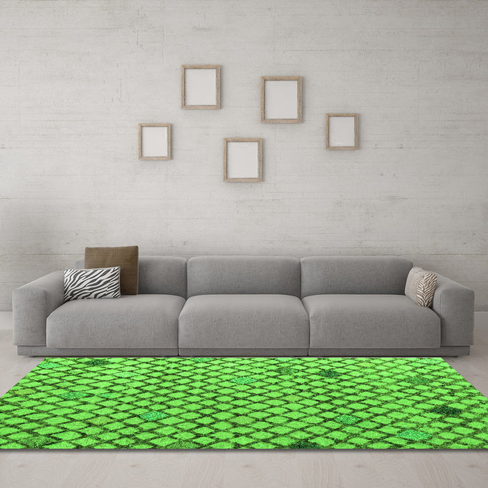 Machine Washable Solid Green Modern Area Rugs in a Living Room,, wshabs4456grn