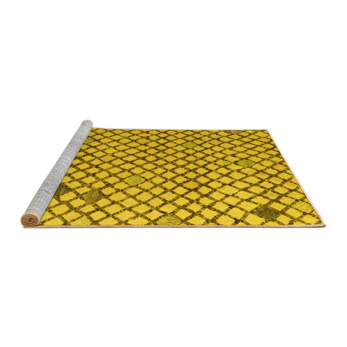 Sideview of Machine Washable Solid Yellow Modern Rug, wshabs4456yw