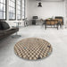 Round Machine Washable Abstract Brown Rug in a Office, wshabs4456