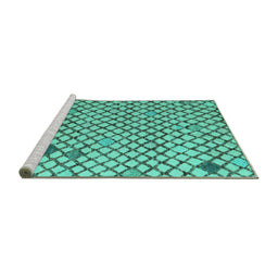 Sideview of Machine Washable Solid Turquoise Modern Area Rugs, wshabs4456turq