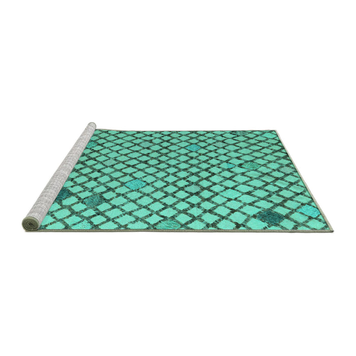 Sideview of Machine Washable Solid Turquoise Modern Area Rugs, wshabs4456turq