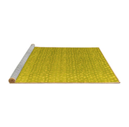 Sideview of Machine Washable Abstract Yellow Modern Rug, wshabs4457yw