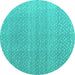 Round Abstract Turquoise Modern Rug, abs4457turq