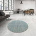 Round Abstract Light Slate Gray Modern Rug in a Office, abs4457