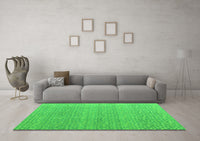 Machine Washable Abstract Green Modern Rug, wshabs4457grn