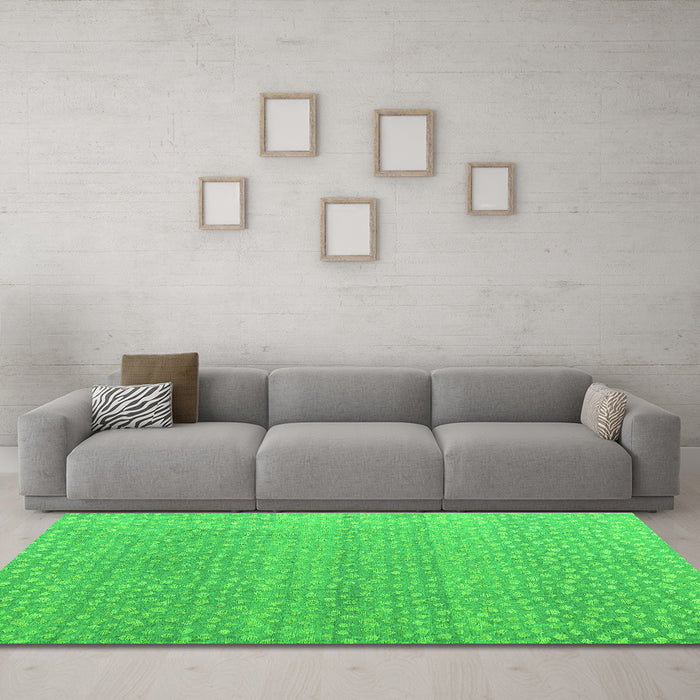 Machine Washable Abstract Green Modern Area Rugs in a Living Room,, wshabs4457grn