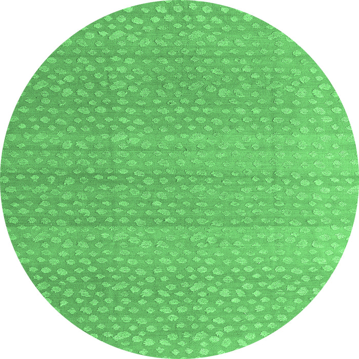Round Machine Washable Abstract Emerald Green Modern Area Rugs, wshabs4457emgrn