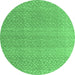 Round Abstract Emerald Green Modern Rug, abs4457emgrn