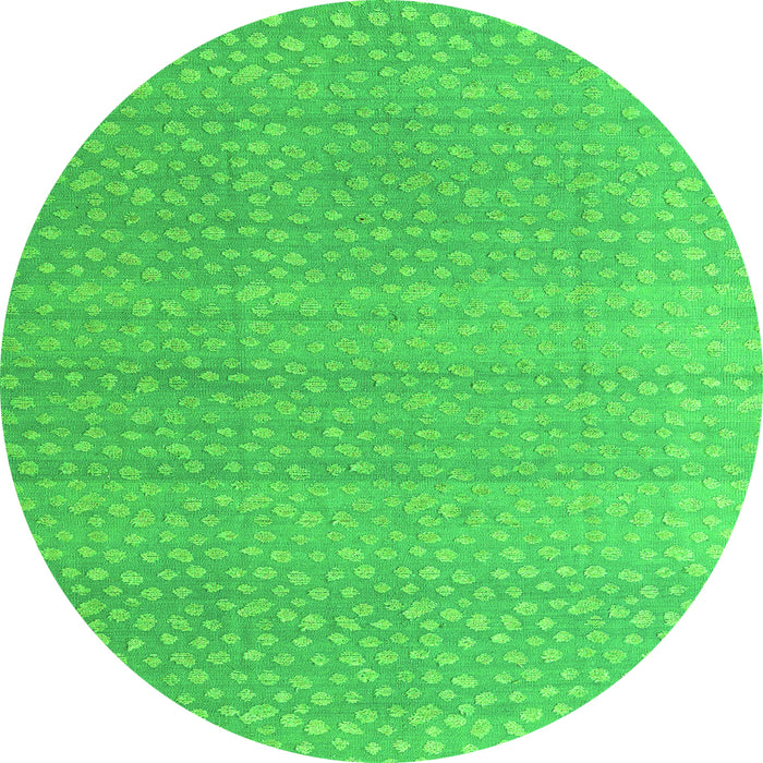 Round Machine Washable Abstract Green Modern Area Rugs, wshabs4457grn