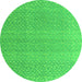 Round Machine Washable Abstract Green Modern Area Rugs, wshabs4457grn