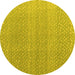 Round Abstract Yellow Modern Rug, abs4457yw