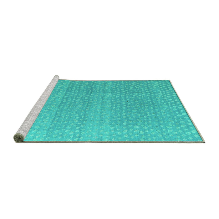 Sideview of Machine Washable Abstract Turquoise Modern Area Rugs, wshabs4457turq
