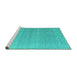 Sideview of Machine Washable Abstract Turquoise Modern Area Rugs, wshabs4457turq