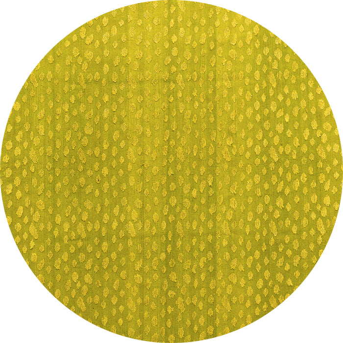 Round Machine Washable Abstract Yellow Modern Rug, wshabs4457yw