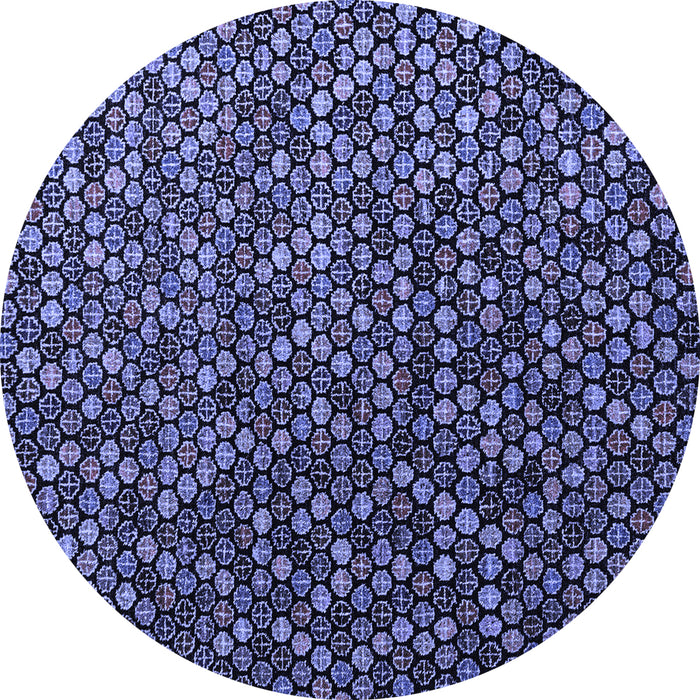 Round Abstract Blue Modern Rug, abs4458blu
