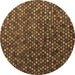 Round Abstract Brown Modern Rug, abs4458brn