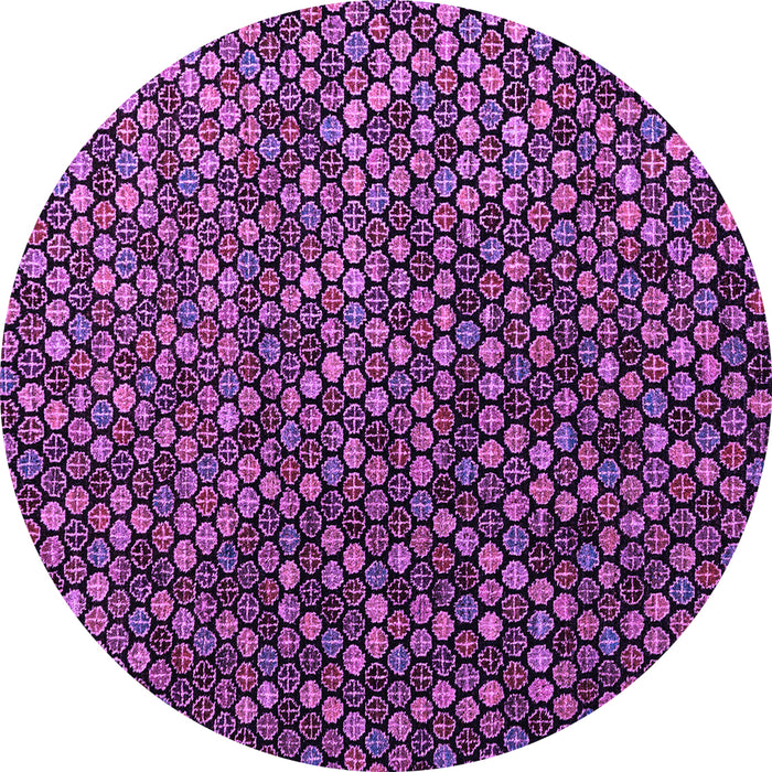 Round Machine Washable Abstract Purple Modern Area Rugs, wshabs4458pur