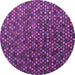 Round Machine Washable Abstract Purple Modern Area Rugs, wshabs4458pur