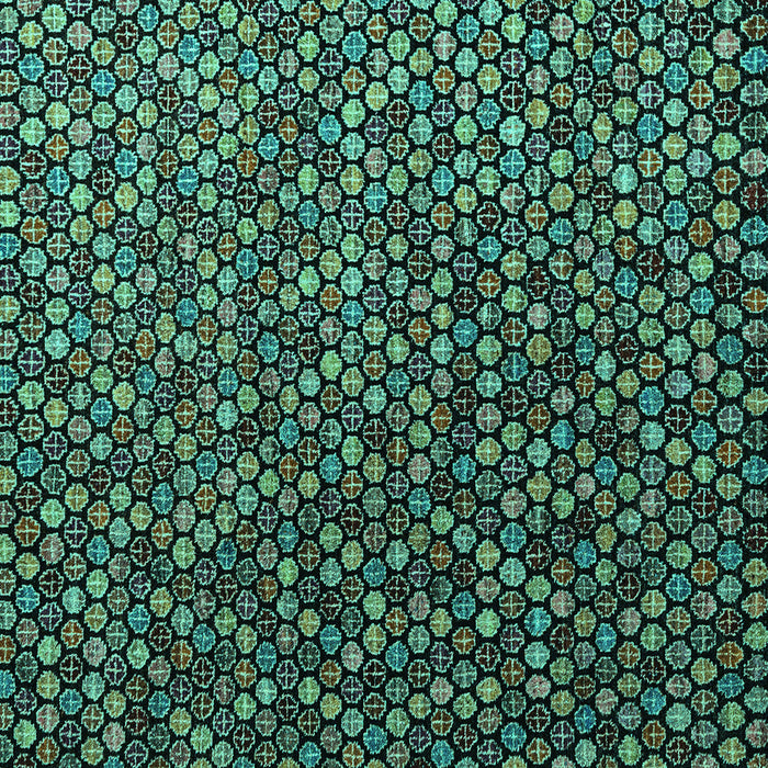 Square Machine Washable Abstract Turquoise Modern Area Rugs, wshabs4458turq