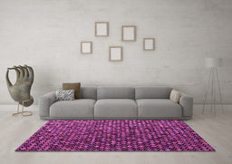 Machine Washable Abstract Pink Modern Rug in a Living Room, wshabs4458pnk