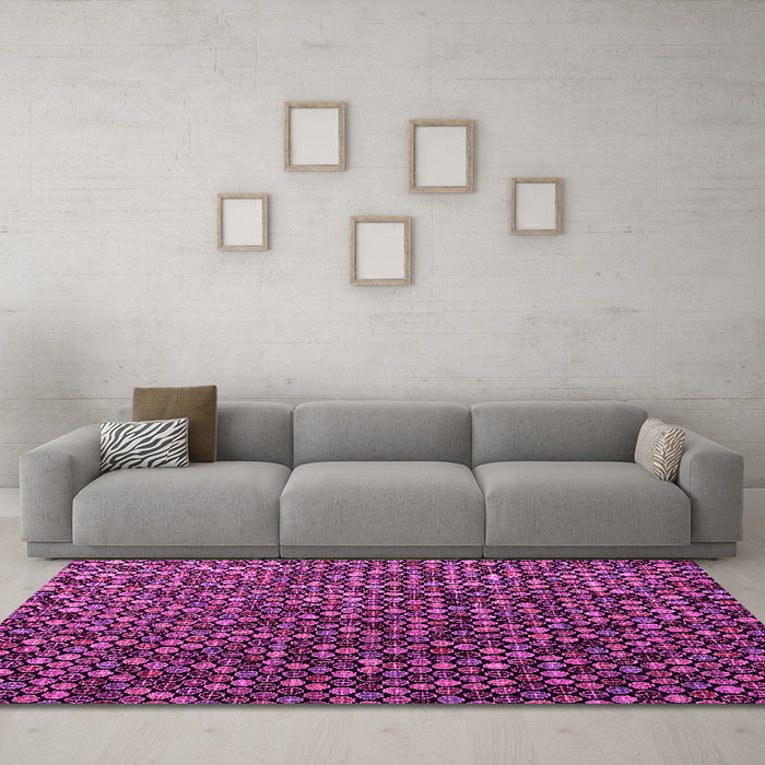 Machine Washable Abstract Pink Modern Rug in a Living Room, wshabs4458pnk