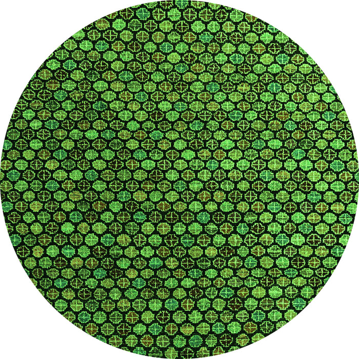 Round Abstract Green Modern Rug, abs4458grn